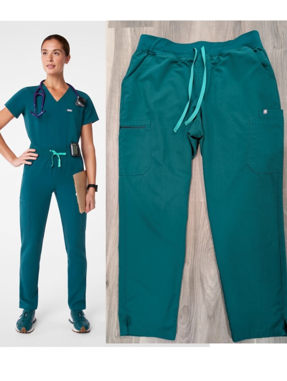 Figs | Yola High Waisted Skinny Scrub Pants In Green